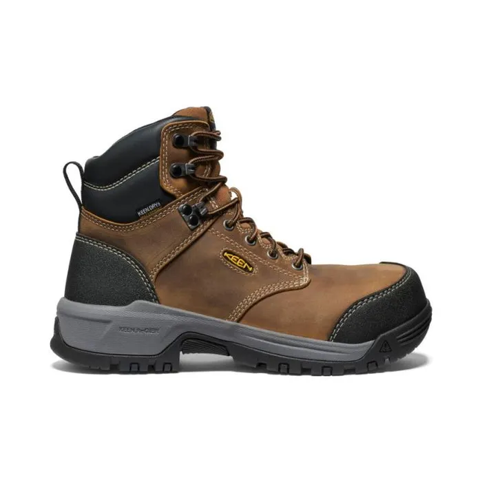 Evanston Boot 6quot Waterproof BisonBlack Leather Work Boot Women KEEN Work Boots and Shoes