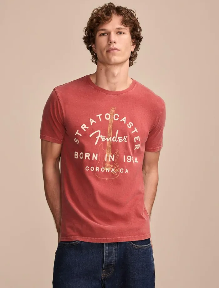Fender Stratocaster Tandoori Spice Men Lucky Brand Graphic Tees