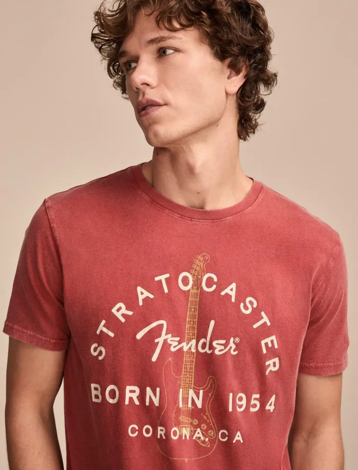 Fender Stratocaster Tandoori Spice Men Lucky Brand Graphic Tees