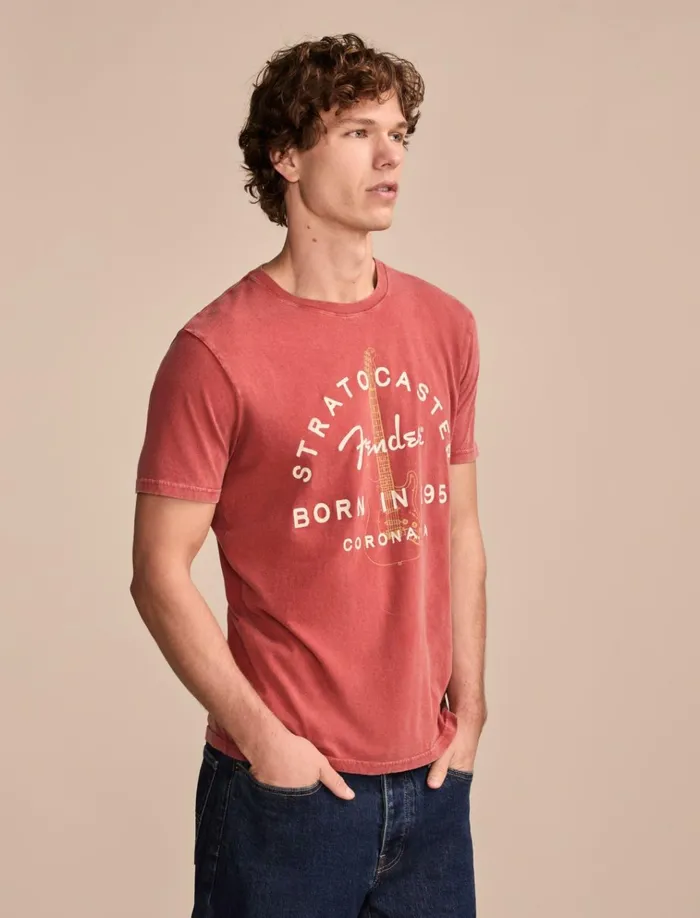 Fender Stratocaster Tandoori Spice Men Lucky Brand Graphic Tees