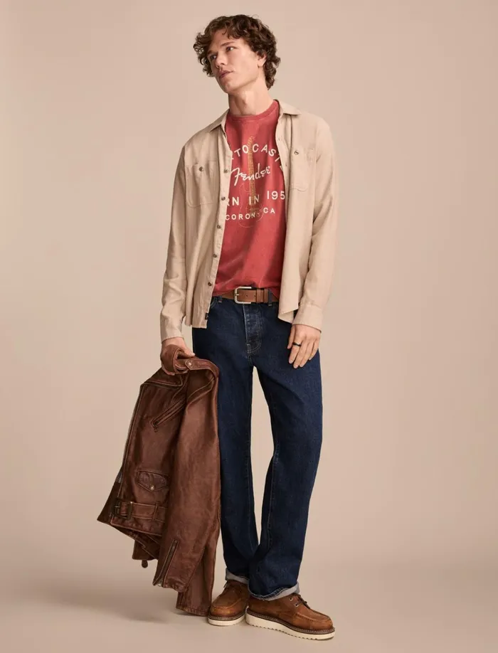 Fender Stratocaster Tandoori Spice Men Lucky Brand Graphic Tees