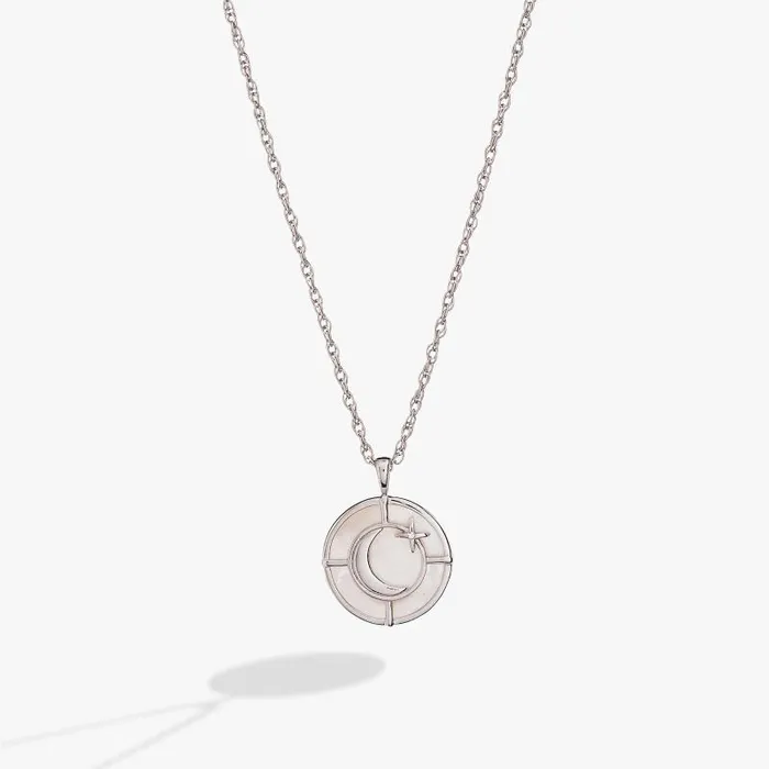 Fine Jewelry Women Alex And Ani Genuine Mother Of Pearl Signature Pendant Necklace Stainless Steel Silver