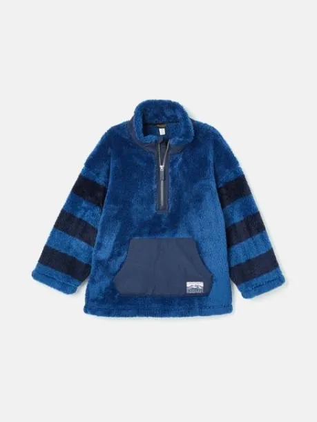 Fleeces and Sweatshirts Boys Joules Blue Half Zip Borg Fleece
