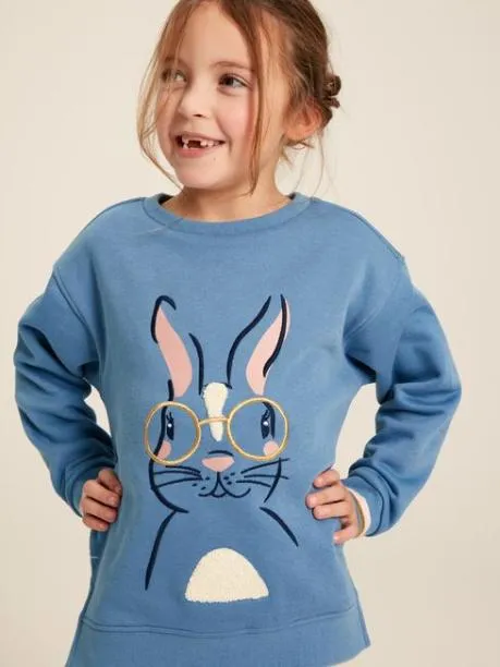 Fleeces and Sweatshirts Girls Joules Blue Rabbit Embroidered Artwork Crew Neck Sweatshirt Fleeces and Sweatshirts Girls Joules Blue Rabbit Embroidered Artwork Crew Neck Sweatshirt