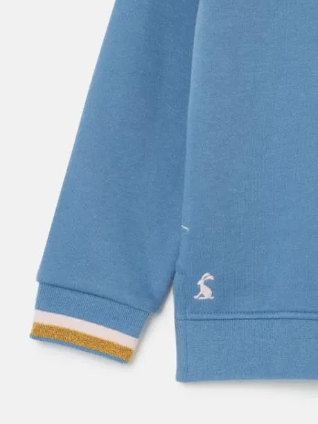 Fleeces and Sweatshirts Girls Joules Blue Rabbit Embroidered Artwork Crew Neck Sweatshirt