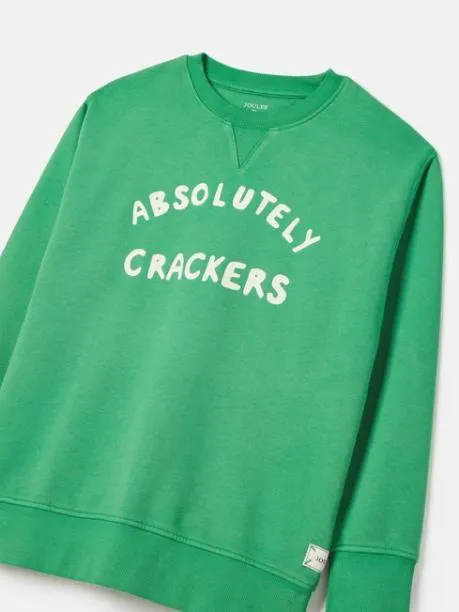 Fleeces and Sweatshirts Girls Joules Dark Green Crew Neck Slogan Sweatshirt
