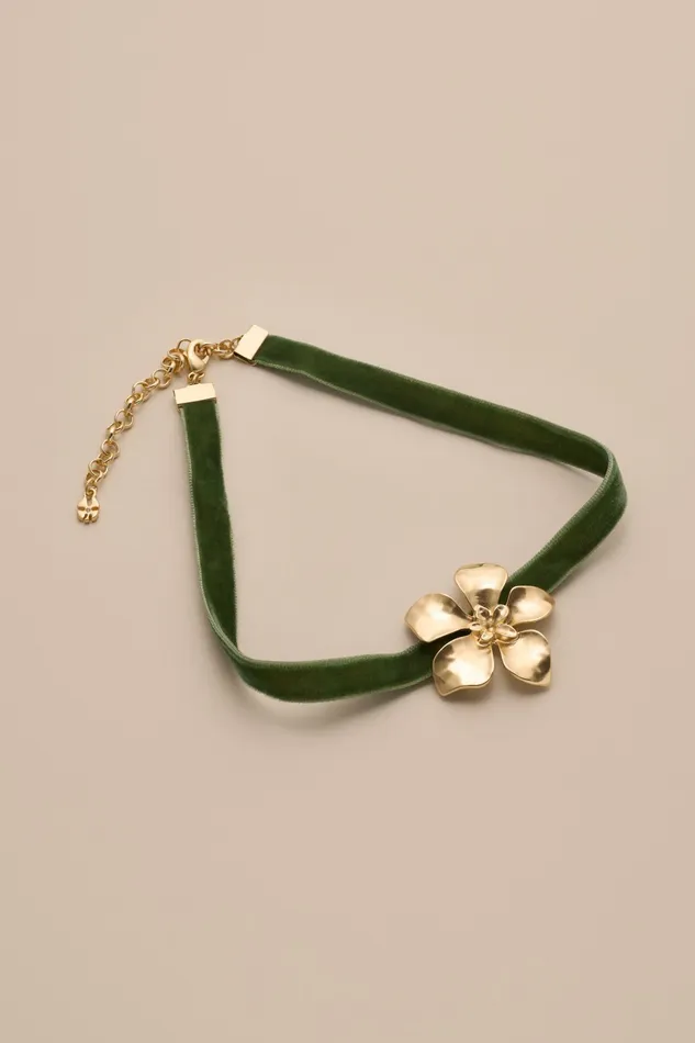 Flower Choker Necklace Gold Women Lucky Brand Jewelry