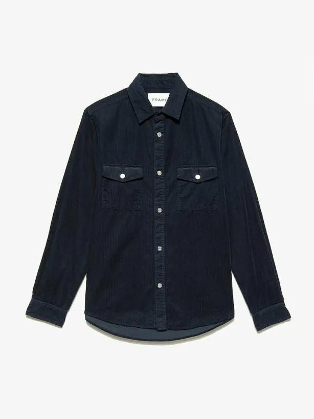 Frame Double Pocket Micro Corduroy Shirt In Midnight Blue Midnight Blue Men Shirts Frame Double Pocket Micro Corduroy Shirt In Midnight Blue Midnight Blue Men Shirts