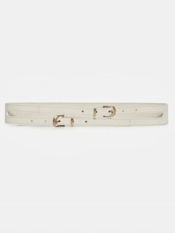 Frame Double Strap Waist Belt In Bone Bone Women Accessories