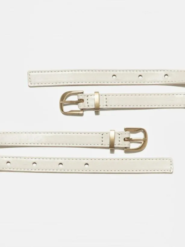 Frame Double Strap Waist Belt In Bone Bone Women Accessories Frame Double Strap Waist Belt In Bone Bone Women Accessories