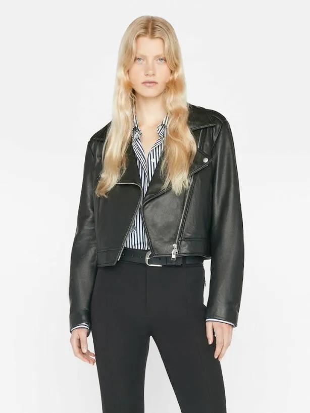 Frame Moto Leather Jacket In Noir Noir Women Jackets and Coats