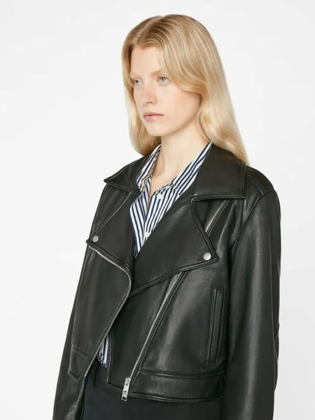 Frame Moto Leather Jacket In Noir Noir Women Jackets and Coats Frame Moto Leather Jacket In Noir Noir Women Jackets and Coats