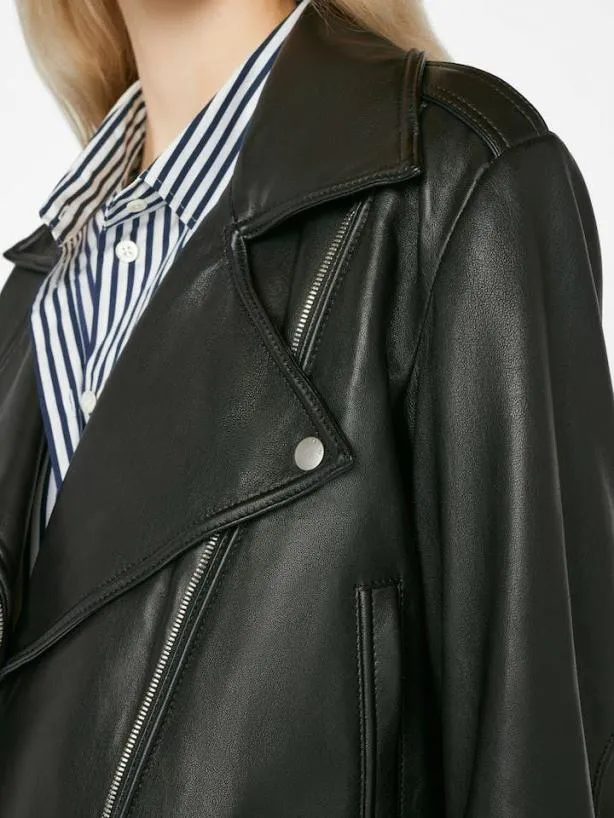 Frame Moto Leather Jacket In Noir Noir Women Jackets and Coats Frame Moto Leather Jacket In Noir Noir Women Jackets and Coats