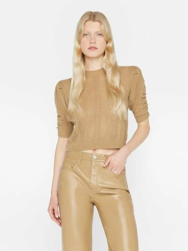 Frame Pointelle Cashmere Ruched Sweater In Light Camel Light Camel Women Sweaters Frame Pointelle Cashmere Ruched Sweater In Light Camel Light Camel Women Sweaters