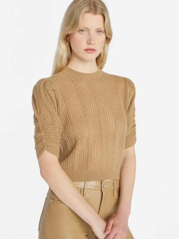 Frame Pointelle Cashmere Ruched Sweater In Light Camel Light Camel Women Sweaters Frame Pointelle Cashmere Ruched Sweater In Light Camel Light Camel Women Sweaters