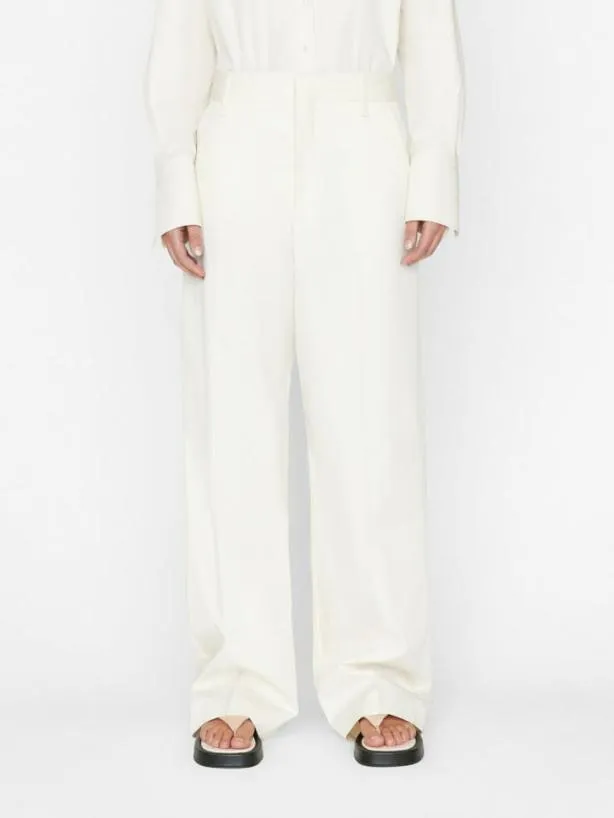 Frame Relaxed Cotton Trouser In Bone Bone Women Pants