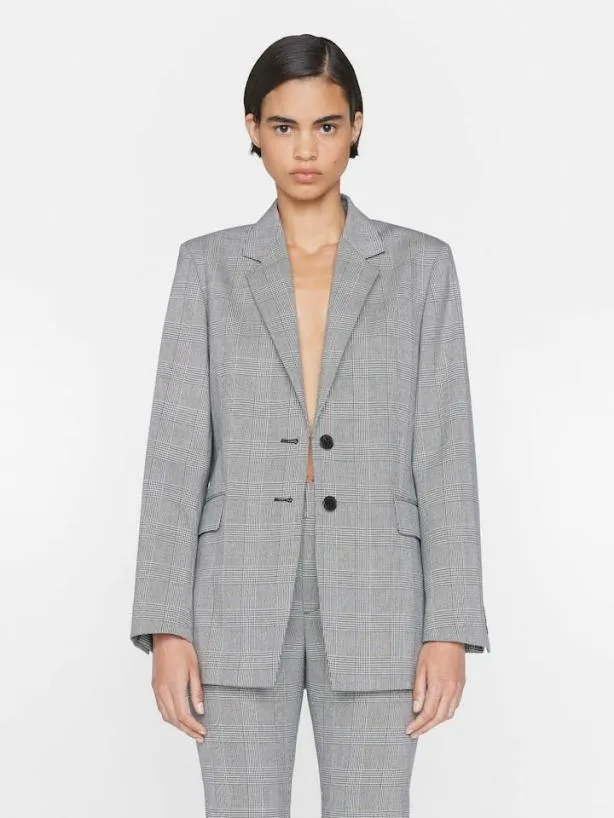 Frame The Oversized Blazer In Noir Multi Noir Multi Women Jackets and Coats