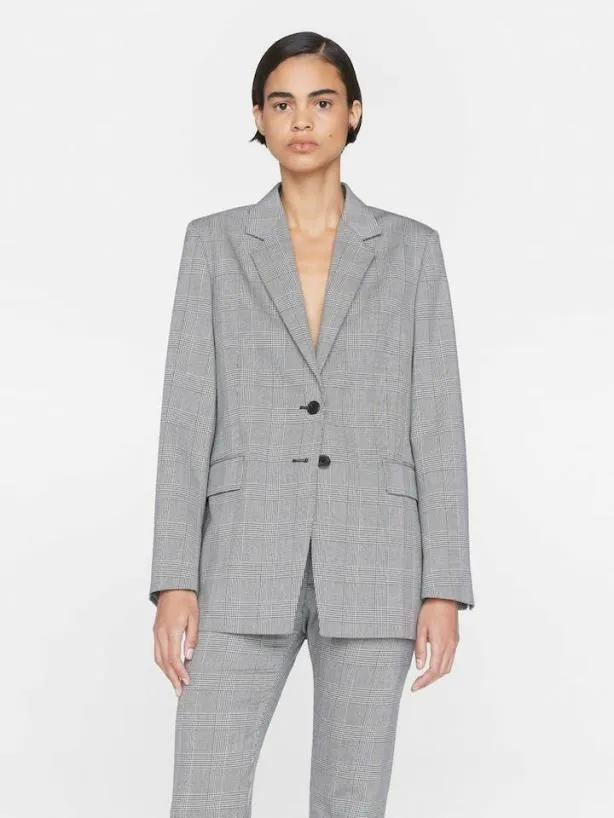 Frame The Oversized Blazer In Noir Multi Noir Multi Women Jackets and Coats