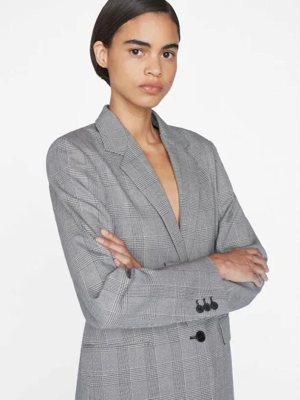 Frame The Oversized Blazer In Noir Multi Noir Multi Women Jackets and Coats