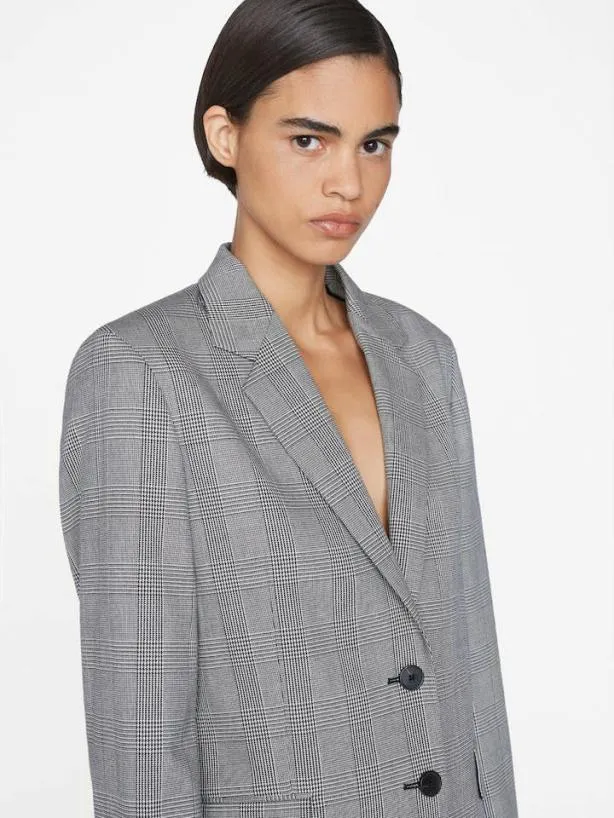 Frame The Oversized Blazer In Noir Multi Noir Multi Women Jackets and Coats