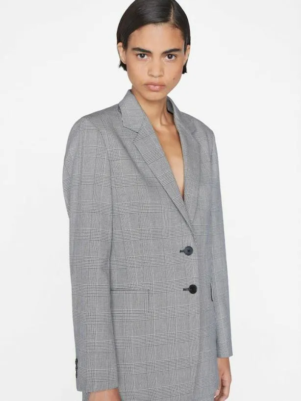 Frame The Oversized Blazer In Noir Multi Noir Multi Women Jackets and Coats