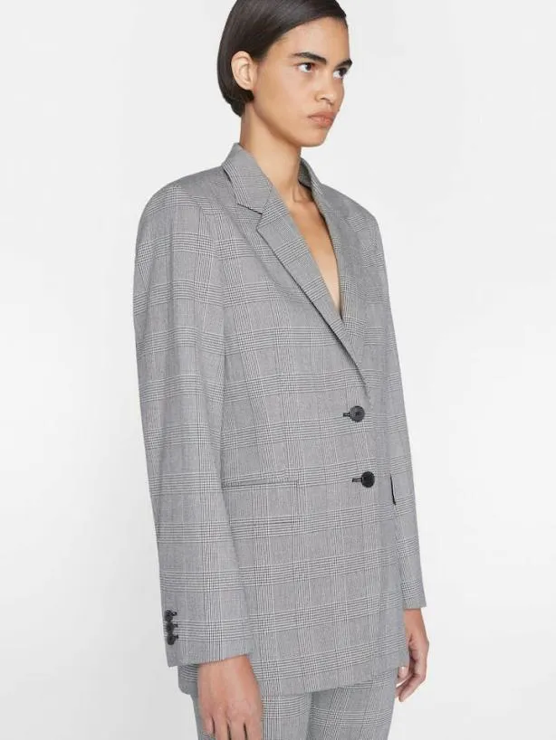 Frame The Oversized Blazer In Noir Multi Noir Multi Women Jackets and Coats