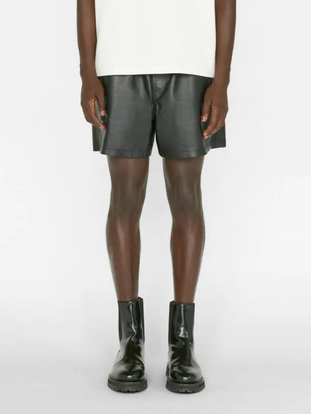 Frame Volley Leather Short In Noir Noir Men Pants and Shorts Frame Volley Leather Short In Noir Noir Men Pants and Shorts