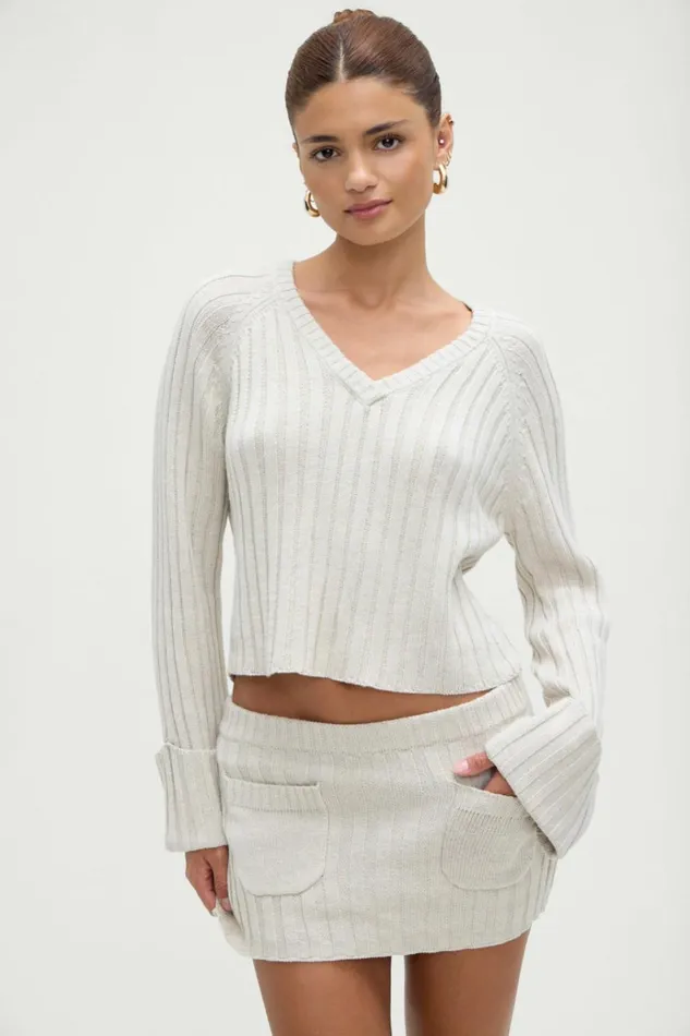 Frankies Bikinis Ashton Knit Mini Skort Cream Women Cloud Knits