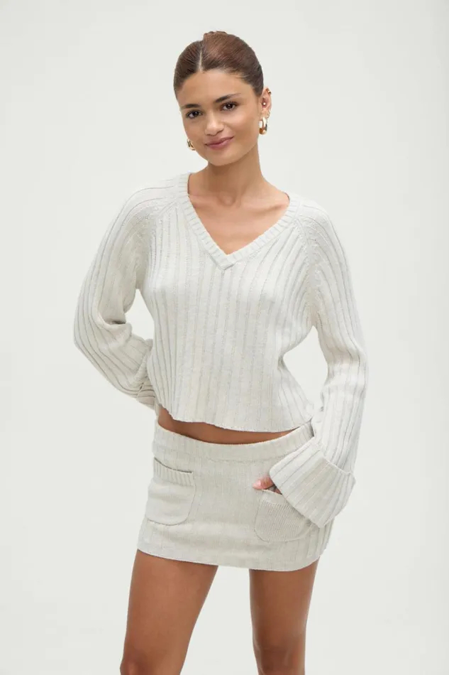 Frankies Bikinis Ashton Knit Mini Skort Cream Women Cloud Knits