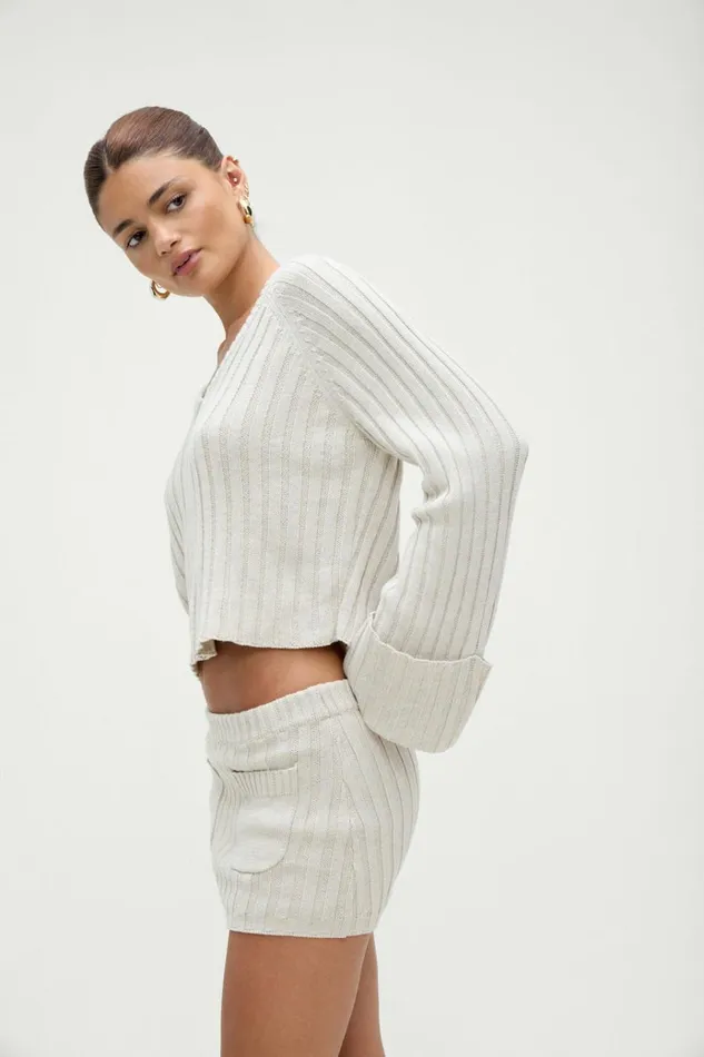 Frankies Bikinis Ashton Knit Mini Skort Cream Women Cloud Knits