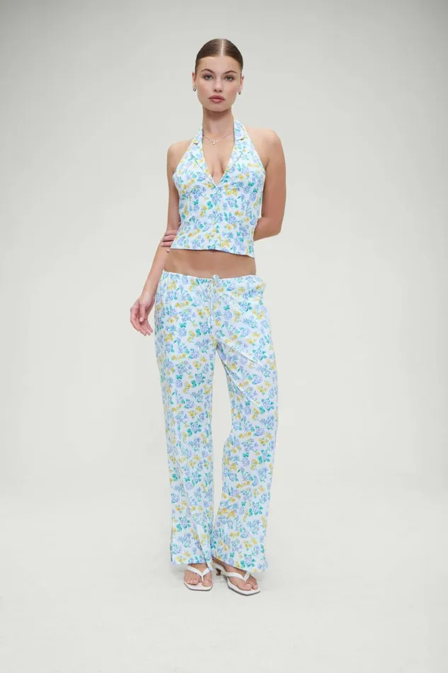Frankies Bikinis Daisy Low Rise Pant Coastal Floral Women Bottoms