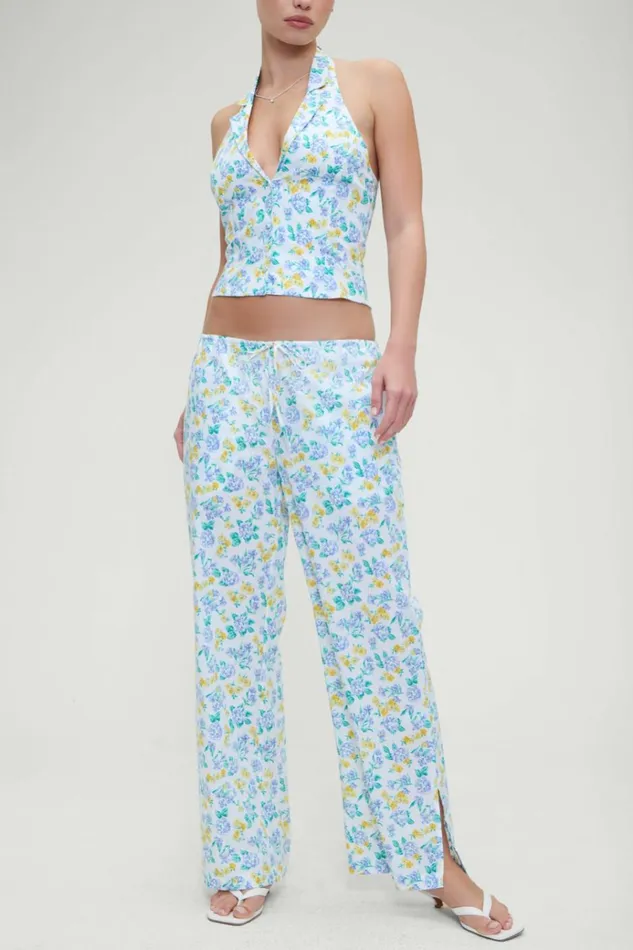 Frankies Bikinis Daisy Low Rise Pant Coastal Floral Women Bottoms