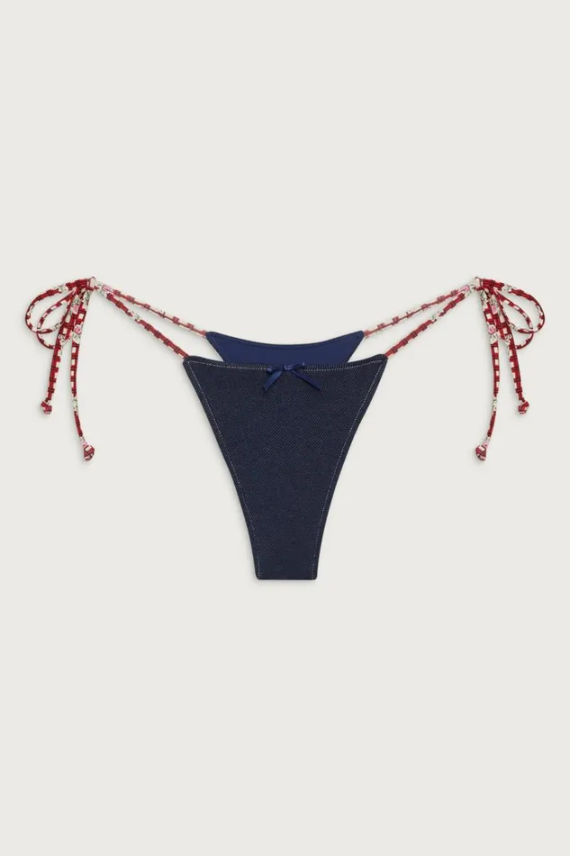 Frankies Bikinis Divine Skimpy Bikini Bottom Blue Denim Women Bikinis