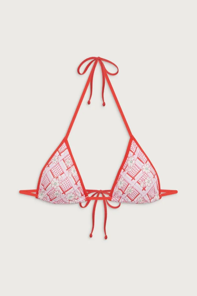 Frankies Bikinis Nick Triangle Floral Bikini Top Red Rover Women Bikinis