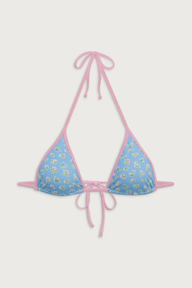 Frankies Bikinis Paradise Halter Floral Bikini Top Blue Hawaii Women Bikinis