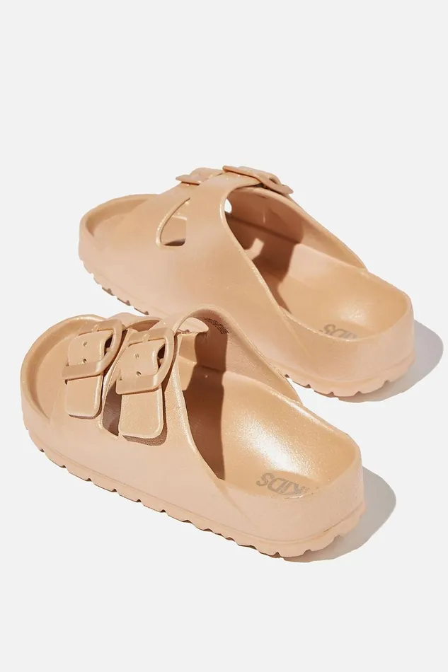GirlsBoys Flats and Sandals Cotton On Twin Strap Slide Matte Rose Gold 2 GirlsBoys Flats and Sandals Cotton On Twin Strap Slide Matte Rose Gold 2