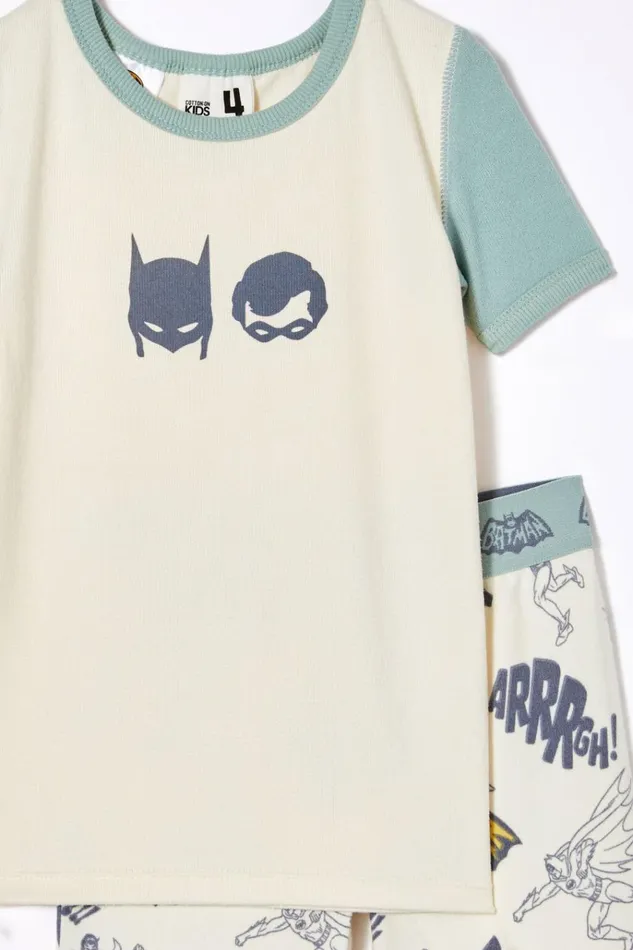 GirlsBoys Sleepwear Cotton On Sawyer Super Soft Short Sleeve Pyjama Set License Lcn Wb Dark Vanilla Batman And Robin Bff GirlsBoys Sleepwear Cotton On Sawyer Super Soft Short Sleeve Pyjama Set License Lcn Wb Dark Vanilla Batman And Robin Bff