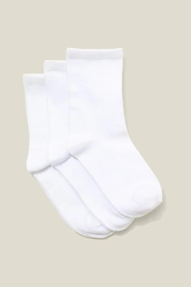 GirlsBoys Socks and Tights Cotton On Kids 3Pk Crew Socks White