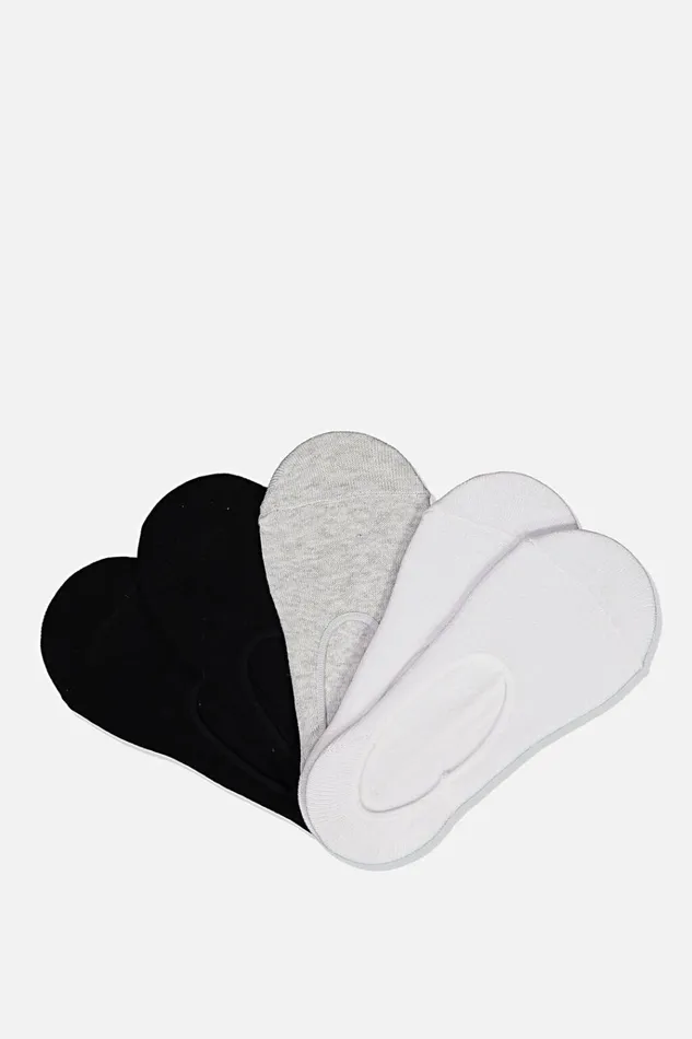 GirlsBoys Socks and Tights Cotton On Kids No Show Sock 5Pk White Black Grey
