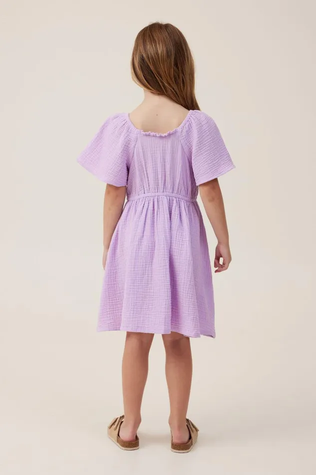 Girls Dresses Cotton On Paige Short Sleeve Dress Lilac Dropfloral Embroidery Girls Dresses Cotton On Paige Short Sleeve Dress Lilac Dropfloral Embroidery