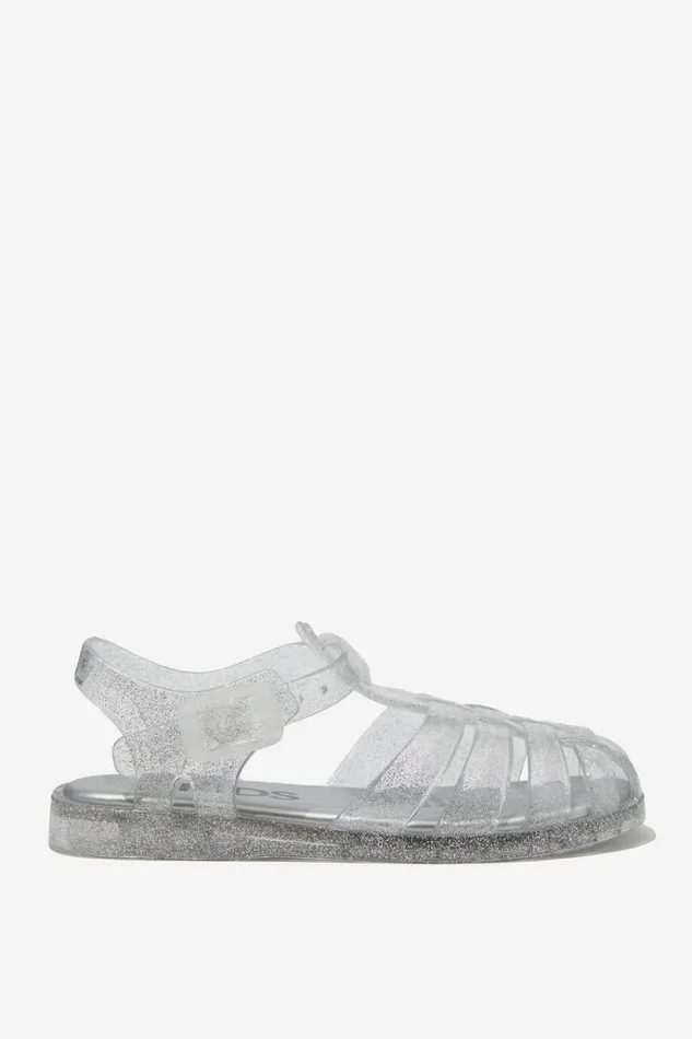 Girls Flats and Sandals Cotton On Elsie Jelly Sandal Silver Glitter
