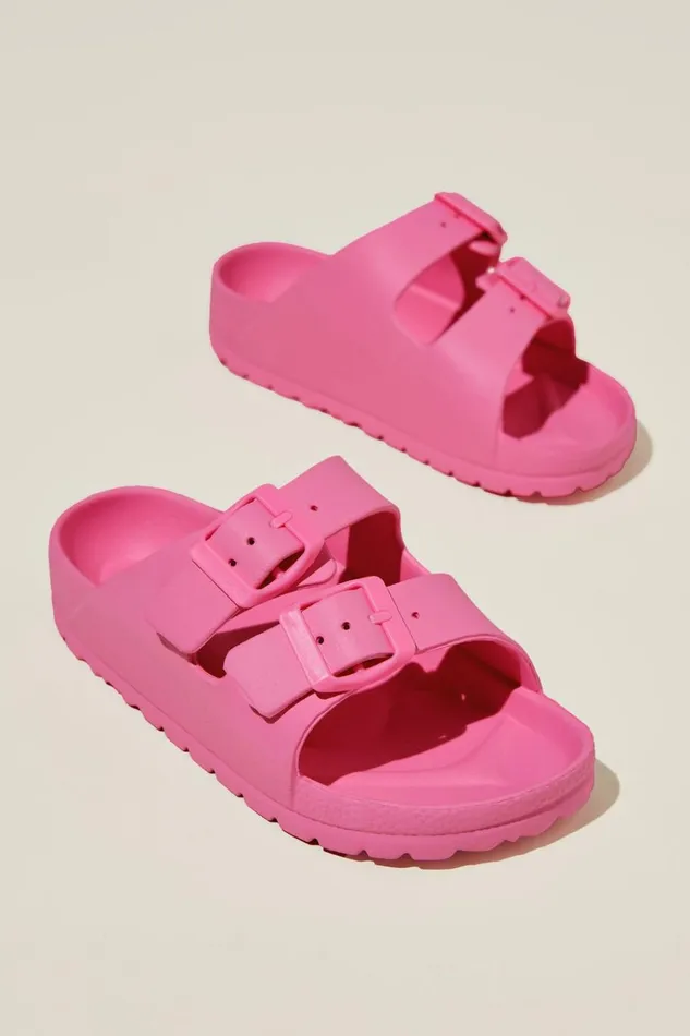 Girls Flats and Sandals Cotton On Twin Strap Slide Festival Fuchsia Girls Flats and Sandals Cotton On Twin Strap Slide Festival Fuchsia