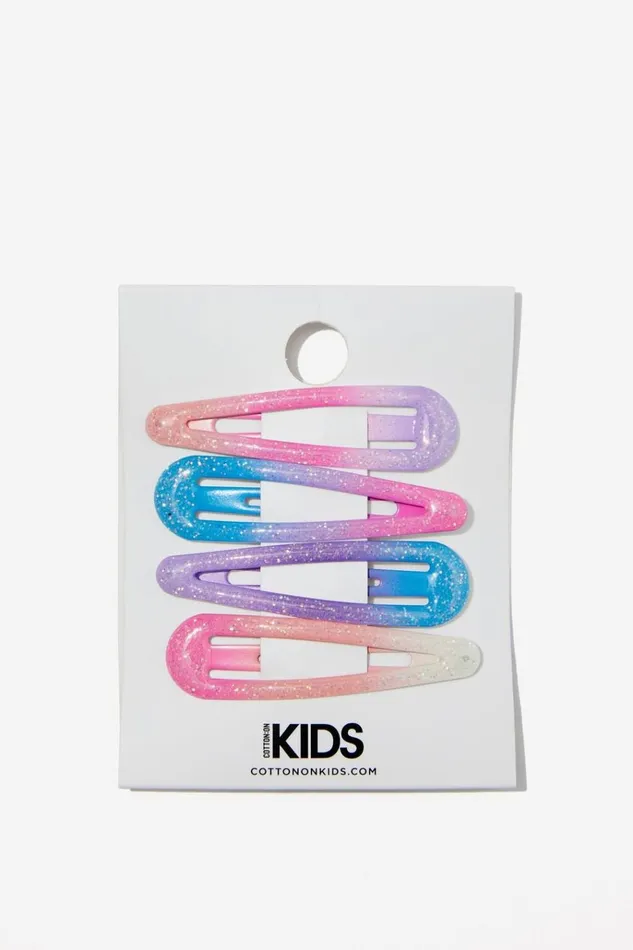 Girls Hair Accessories Cotton On 4 Pk Snap Clips Pastel Pink Ombre Classics