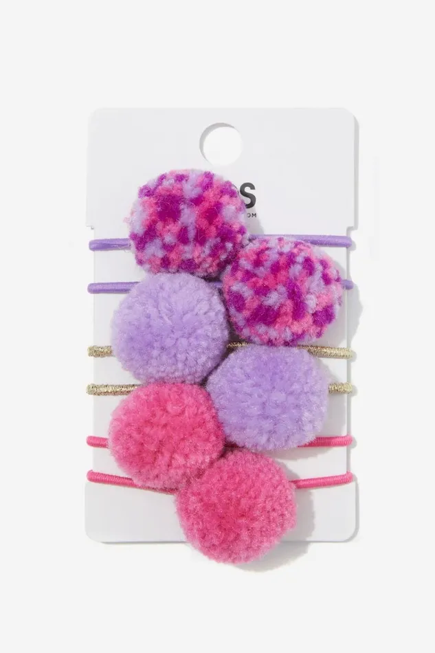 Girls Hair Accessories Cotton On Pom Pom Hairties Confettipink Gerbera