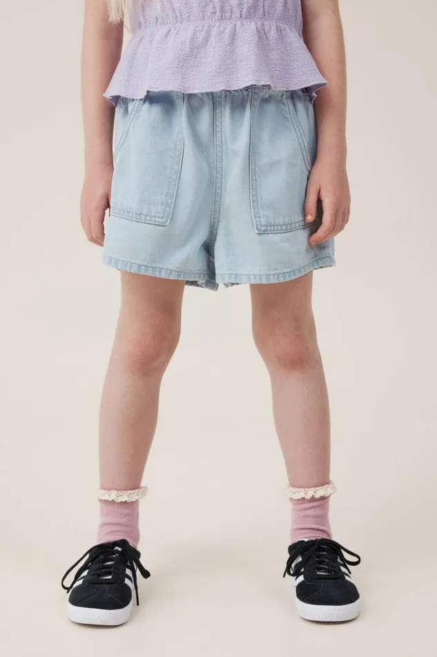 Girls Shorts Skirts and Playsuits Cotton On Renee Denim Short Blue Bleach Wash
