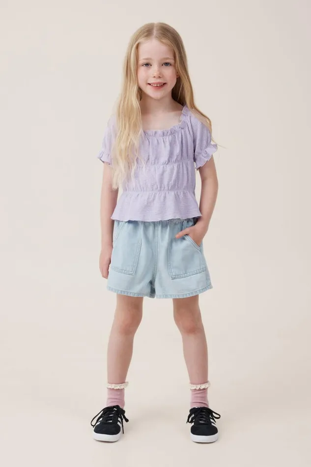 Girls Shorts Skirts and Playsuits Cotton On Renee Denim Short Blue Bleach Wash Girls Shorts Skirts and Playsuits Cotton On Renee Denim Short Blue Bleach Wash