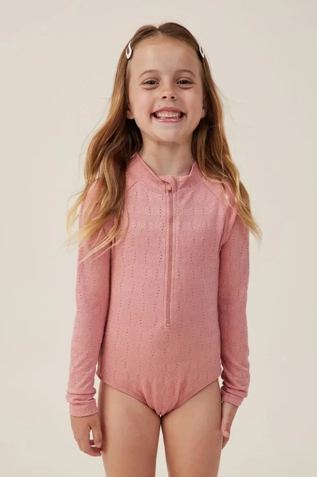 Girls Swimwear Cotton On Lydia One Piece Clay Pigeon Broderie