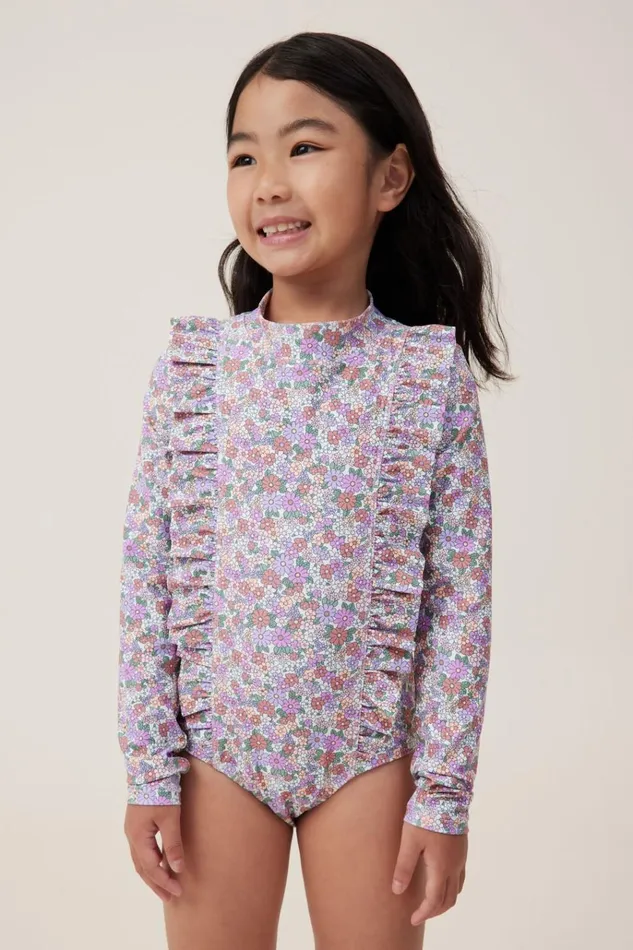 Girls Swimwear Cotton On Lydia One Piece Vanillablaire Ditsy Clay Pigeon