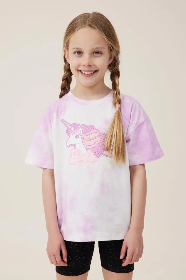 Girls Tops and TShirts Cotton On License Drop Shoulder Short Sleeve Tee Lcn Mat Barbie Unicornpale Violet Girls Tops and TShirts Cotton On License Drop Shoulder Short Sleeve Tee Lcn Mat Barbie Unicornpale Violet