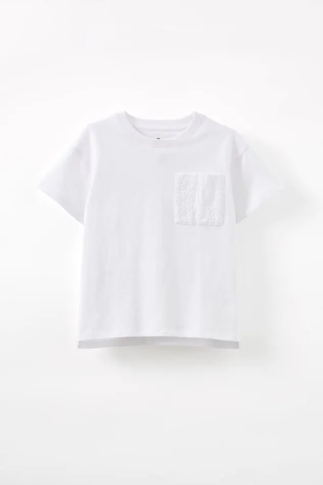 Girls Tops and TShirts Cotton On Poppy Short Sleeve Print Tee Whitefloral Pocket